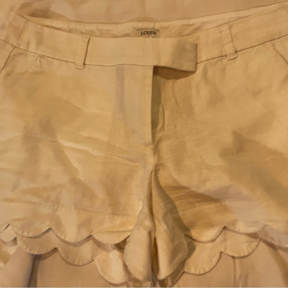 J. Crew Cream High Waist Scalloped Shorts